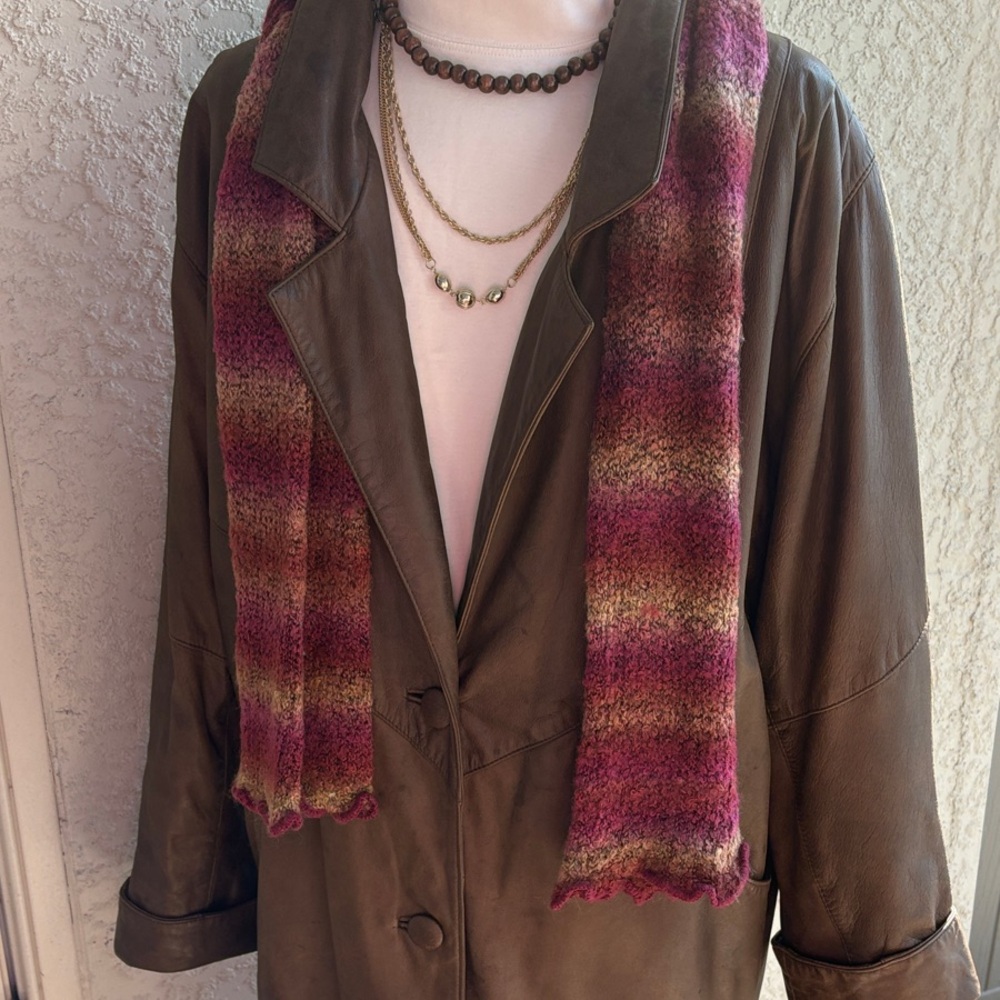Vintage Brown Long Leather Jacket